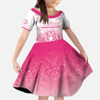 Personalized Sakura Marianas Kid Short Sleeve Dress CNMI Seal LT05 KID Pink - Polynesian Pride
