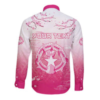 Personalized Sakura Marianas Long Sleeve Button Shirt CNMI Seal LT05 - Polynesian Pride