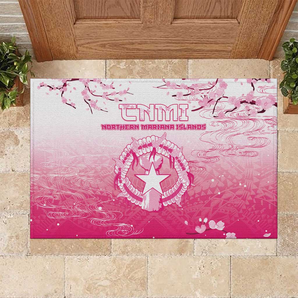 Sakura Marianas Rubber Doormat CNMI Seal LT05 Pink - Polynesian Pride