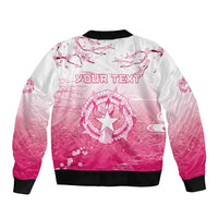 Personalized Sakura Marianas Sleeve Zip Bomber Jacket CNMI Seal LT05 - Polynesian Pride