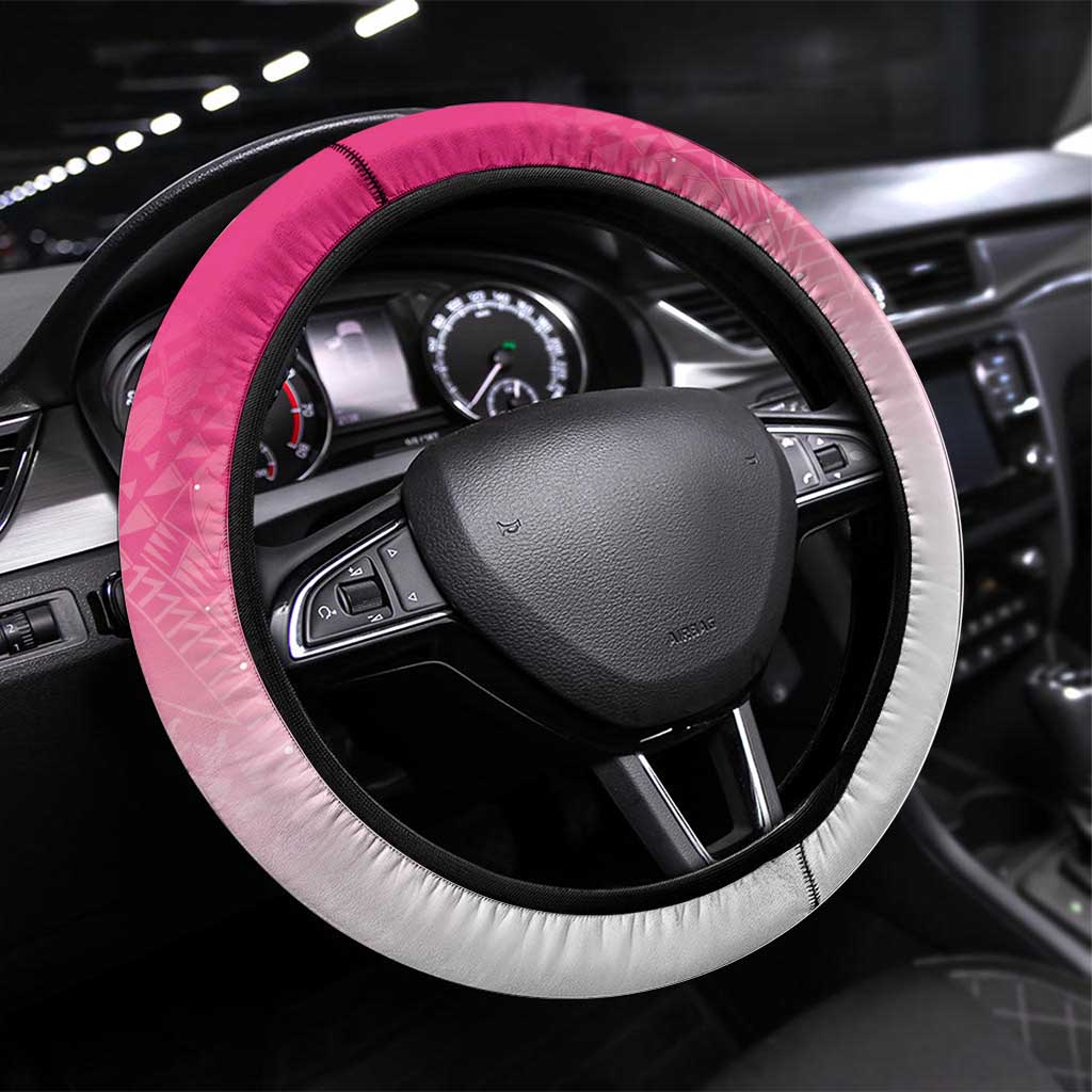 Sakura Marianas Steering Wheel Cover CNMI Seal LT05 Universal Fit Pink - Polynesian Pride