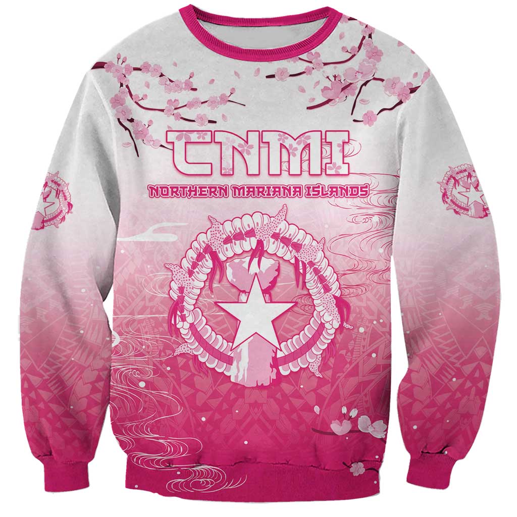 Personalized Sakura Marianas Sweatshirt CNMI Seal LT05 Unisex Pink - Polynesian Pride