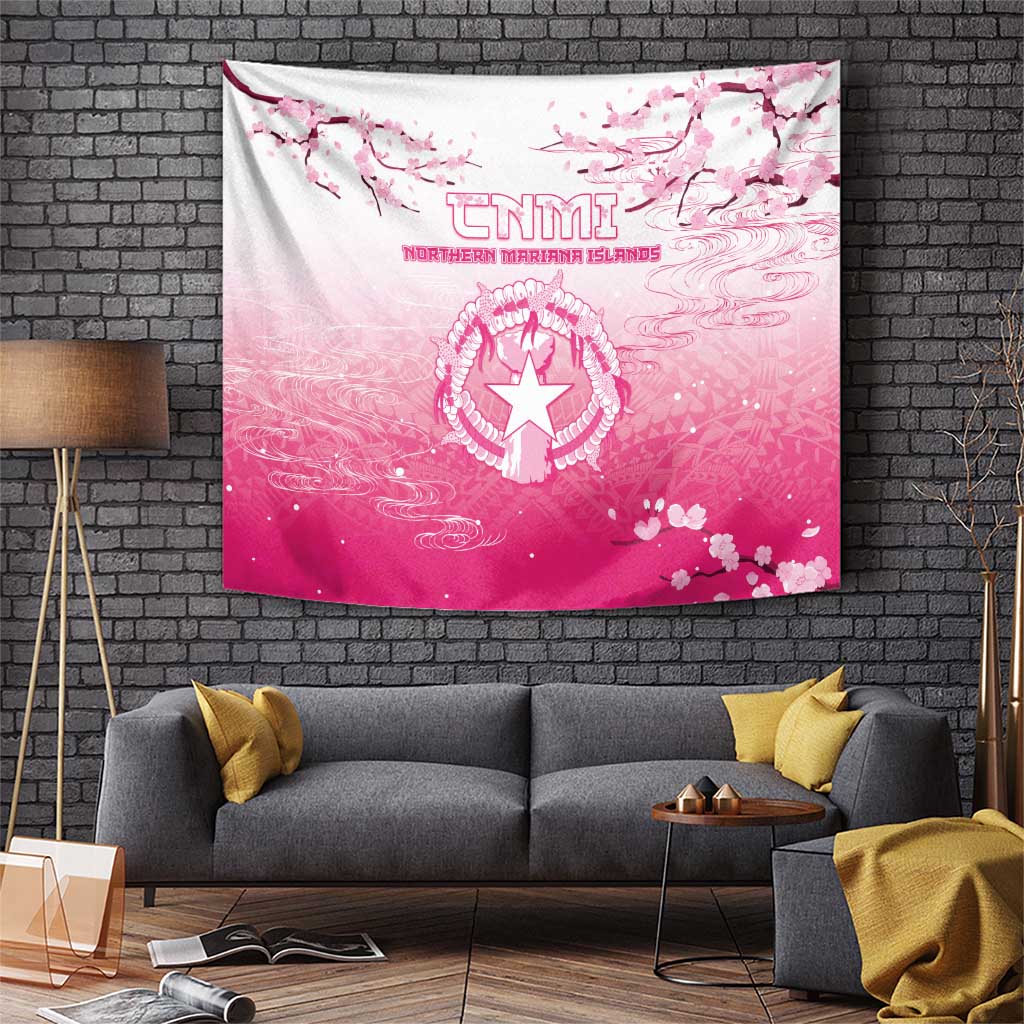 Sakura Marianas Tapestry CNMI Seal LT05 Pink - Polynesian Pride