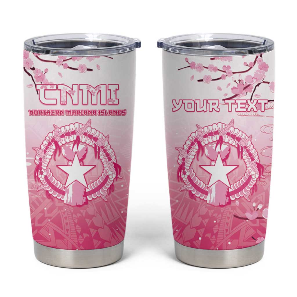 Personalized Sakura Marianas Tumbler Cup CNMI Seal LT05 Pink - Polynesian Pride