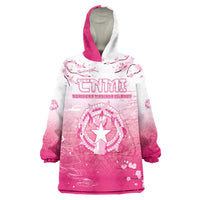 Personalized Sakura Marianas Wearable Blanket Hoodie CNMI Seal LT05 One Size Pink - Polynesian Pride