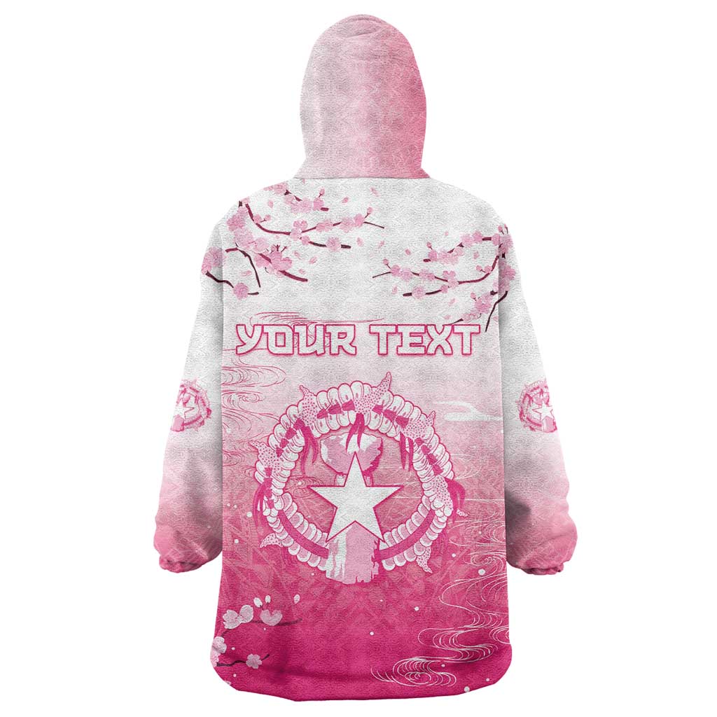 Personalized Sakura Marianas Wearable Blanket Hoodie CNMI Seal LT05 - Polynesian Pride
