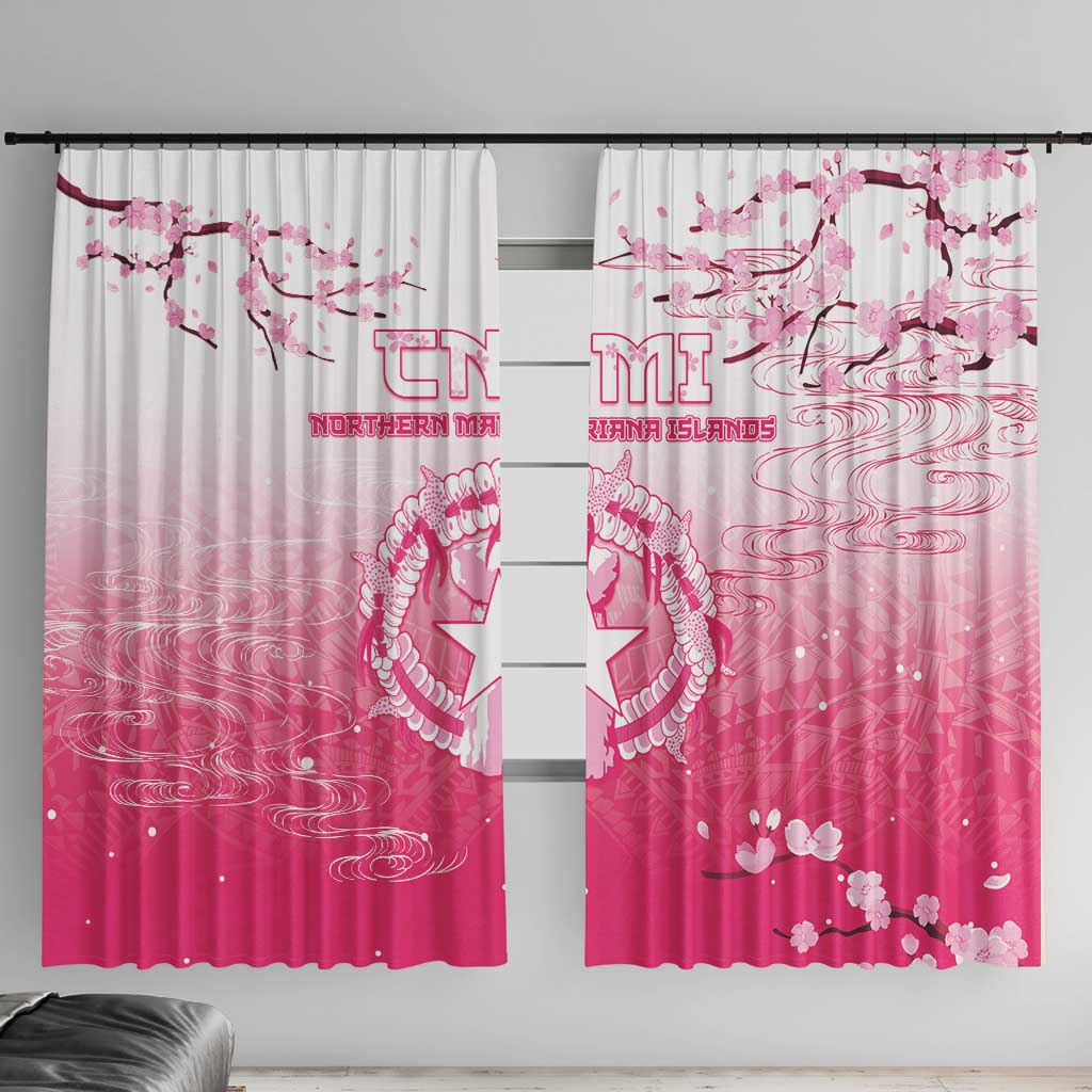 Sakura Marianas Window Curtain CNMI Seal LT05 With Hooks Pink - Polynesian Pride