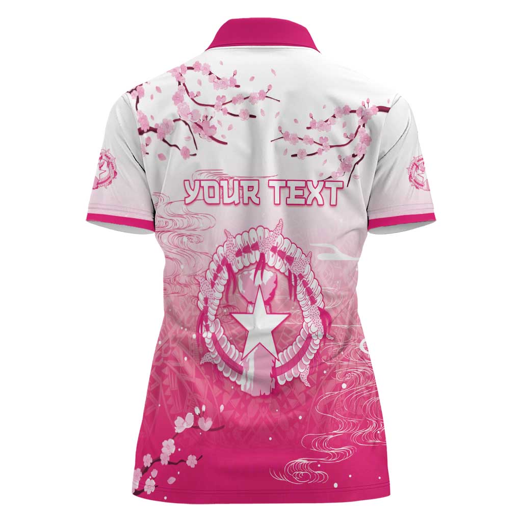 Personalized Sakura Marianas Women Polo Shirt CNMI Seal LT05 - Polynesian Pride