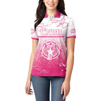 Personalized Sakura Marianas Women Polo Shirt CNMI Seal LT05 - Polynesian Pride