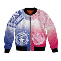 Custom Northern Mariana Islands And Japan Together Bomber Jacket LT05 Unisex White - Polynesian Pride
