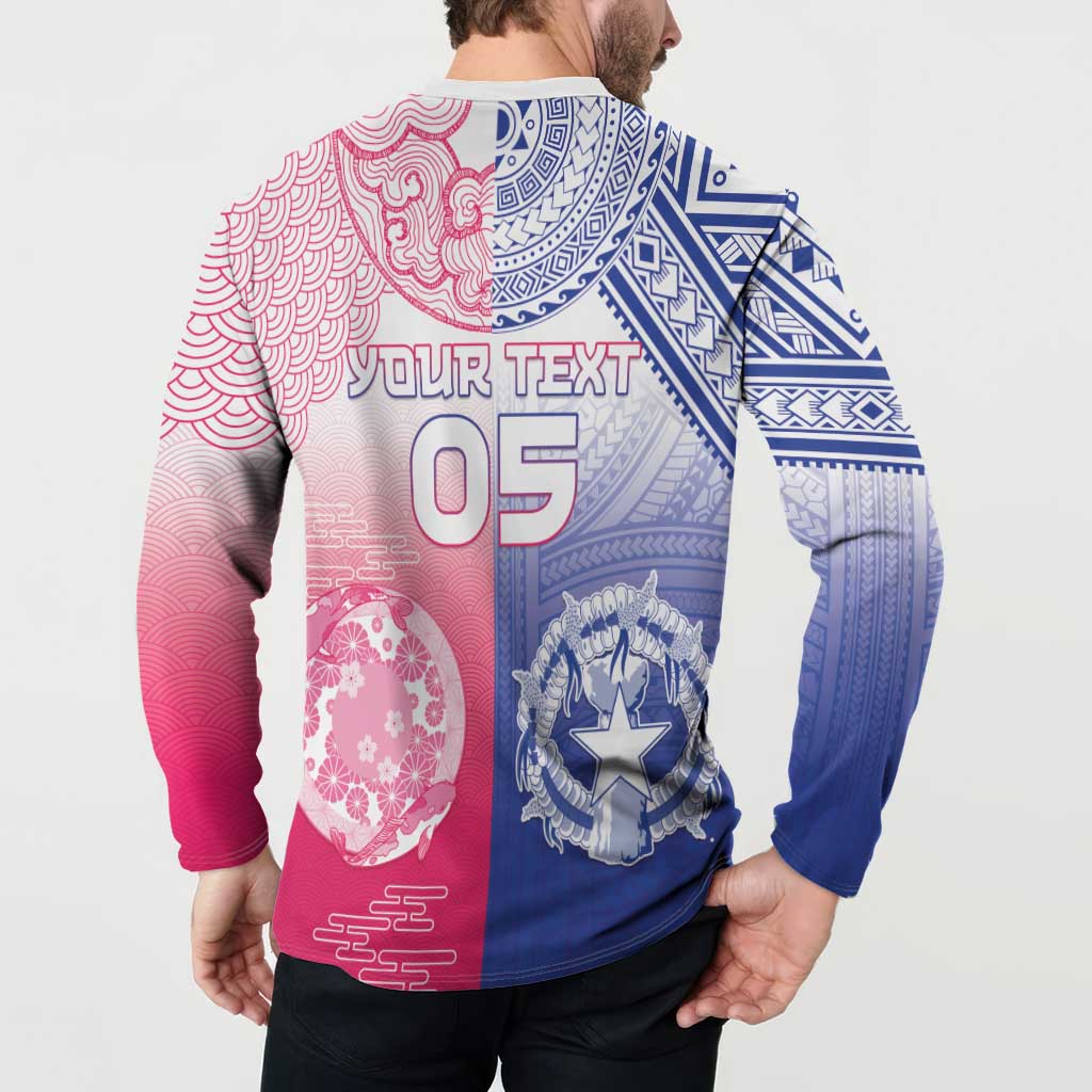Custom Northern Mariana Islands And Japan Together Button Sweatshirt LT05 - Polynesian Pride