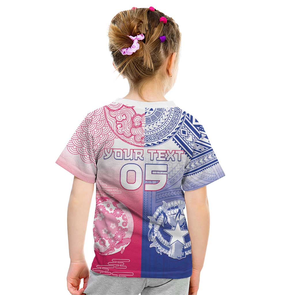 Custom Northern Mariana Islands And Japan Together Kid T Shirt LT05 - Polynesian Pride