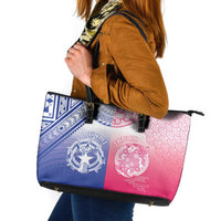 Northern Mariana Islands And Japan Together Leather Tote Bag LT05 White - Polynesian Pride