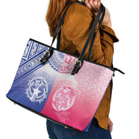 Northern Mariana Islands And Japan Together Leather Tote Bag LT05 - Polynesian Pride
