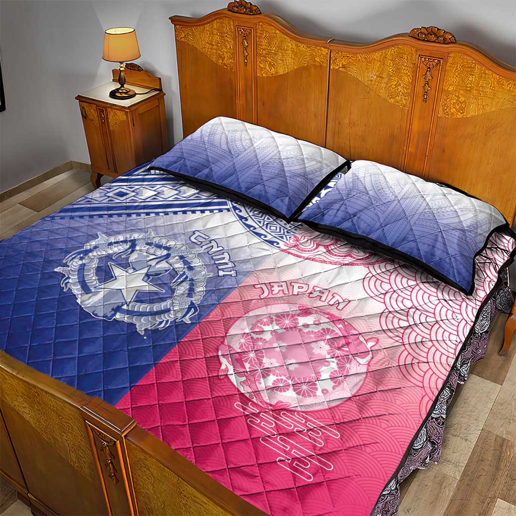 Northern Mariana Islands And Japan Together Quilt Bed Set LT05 - Polynesian Pride