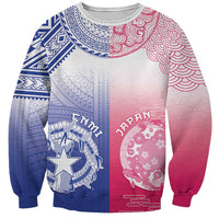 Custom Northern Mariana Islands And Japan Together Sweatshirt LT05 Unisex White - Polynesian Pride