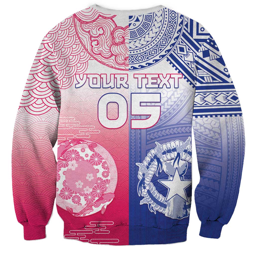Custom Northern Mariana Islands And Japan Together Sweatshirt LT05 - Polynesian Pride