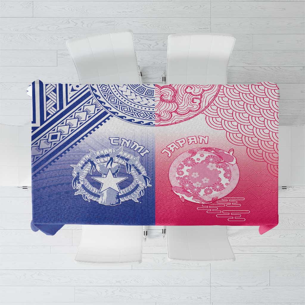 Northern Mariana Islands And Japan Together Tablecloth LT05 White - Polynesian Pride