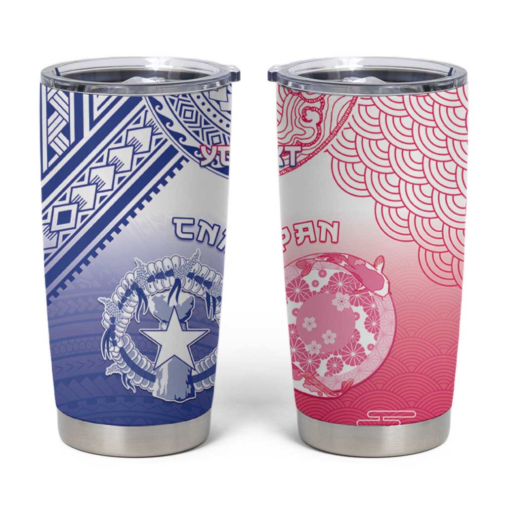 Custom Northern Mariana Islands And Japan Together Tumbler Cup LT05 White - Polynesian Pride