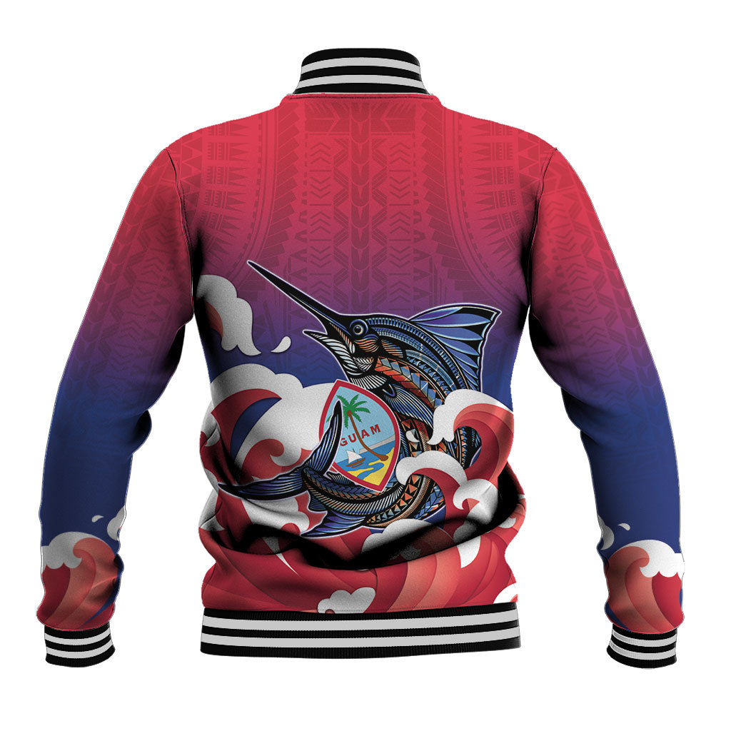Guam Blue Marlin Fishing Baseball Jacket Polynesian Style LT05 - Polynesian Pride