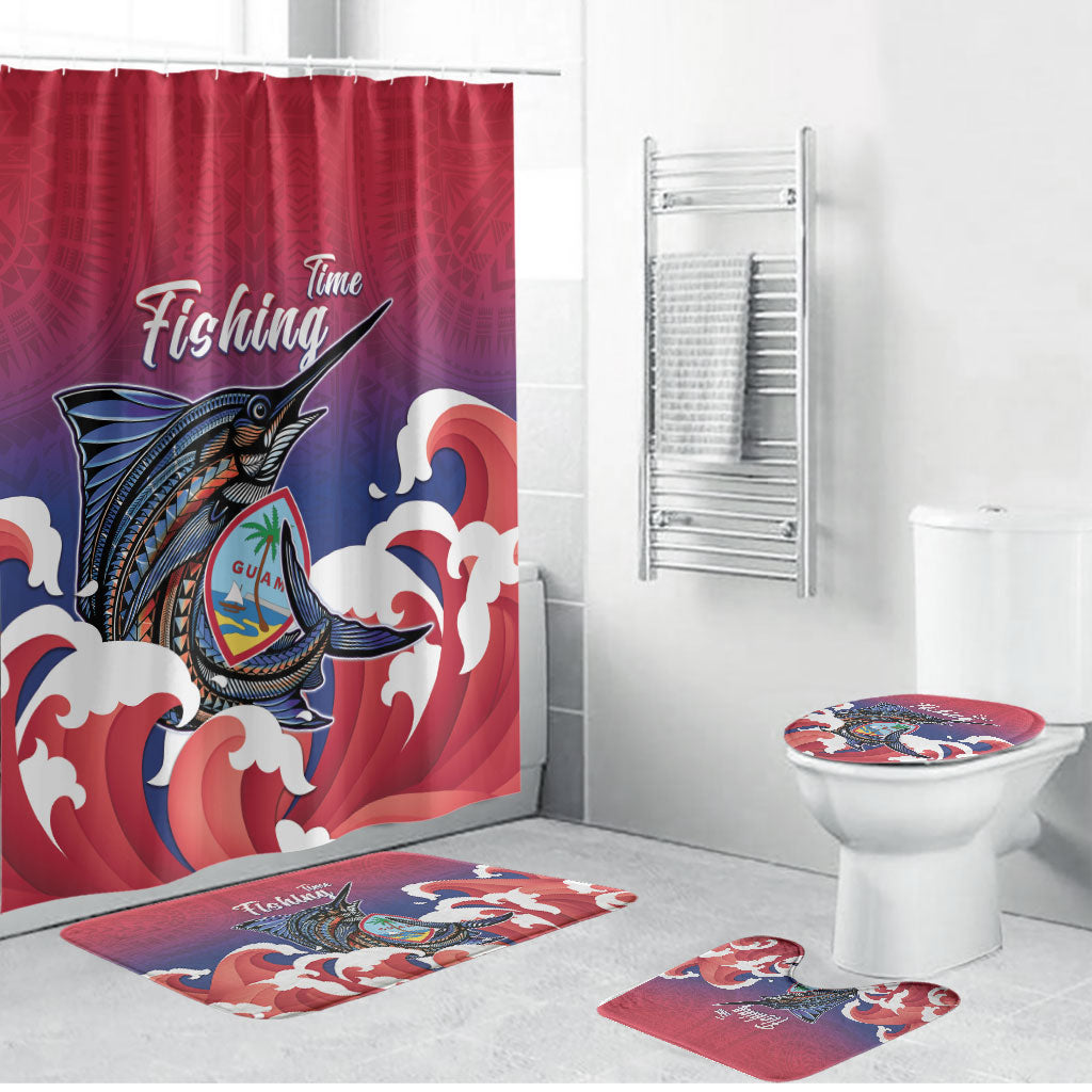 Guam Blue Marlin Fishing Bathroom Set Polynesian Style LT05 Bathroom Set (4 pcs) Red - Polynesian Pride