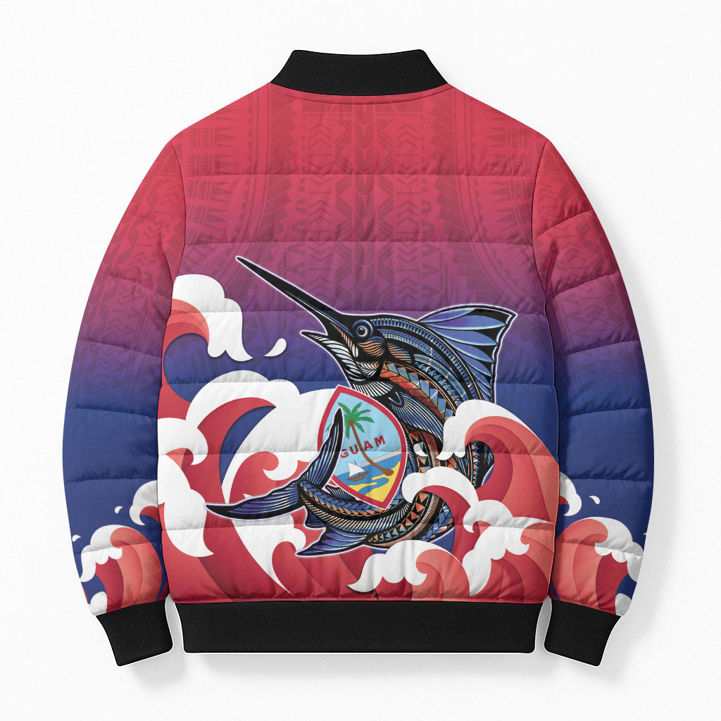 Guam Blue Marlin Fishing Bomber Puffer Jacket Polynesian Style LT05 - Polynesian Pride