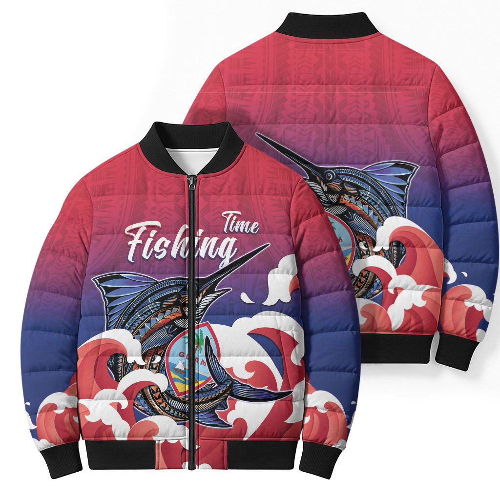 Guam Blue Marlin Fishing Bomber Puffer Jacket Polynesian Style LT05 - Polynesian Pride