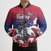 Guam Blue Marlin Fishing Bomber Puffer Jacket Polynesian Style LT05 - Polynesian Pride