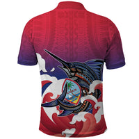 Guam Blue Marlin Fishing Polo Shirt Polynesian Style LT05 - Polynesian Pride