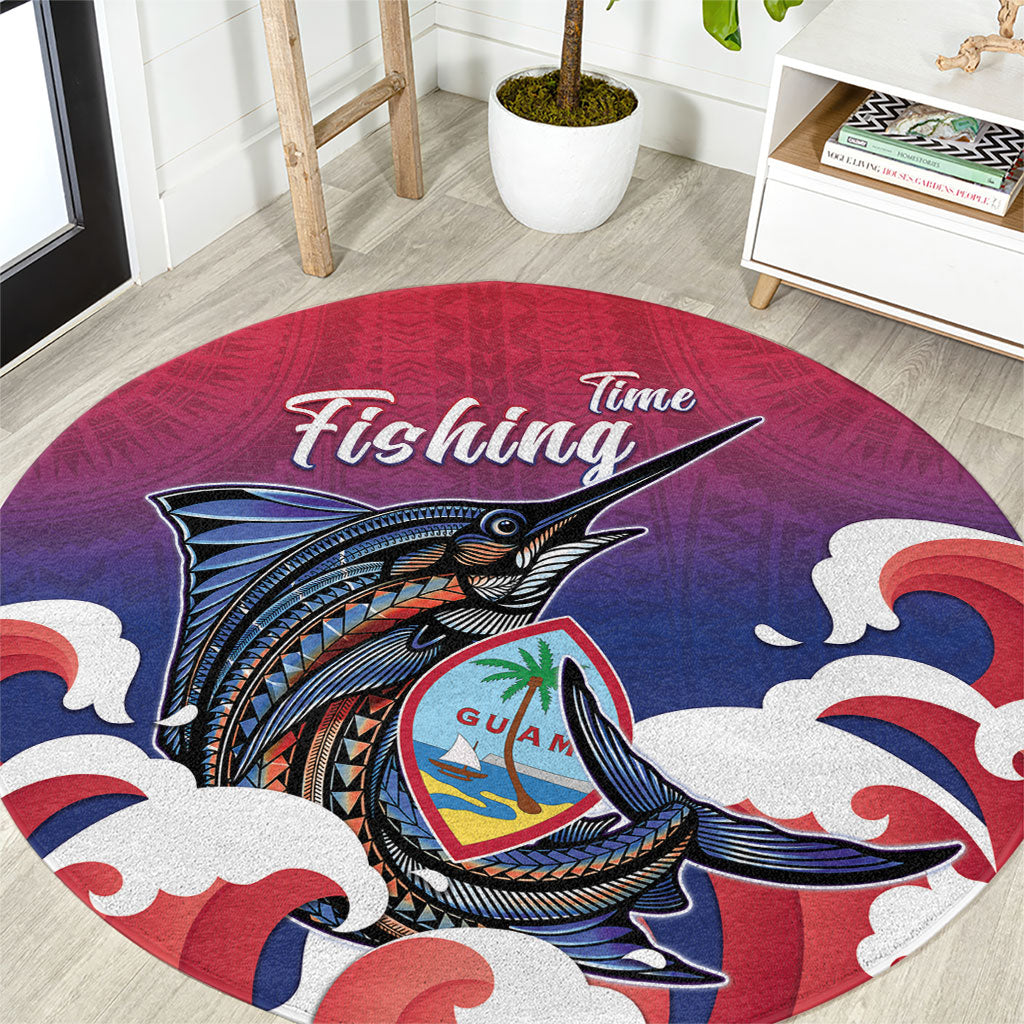 Guam Blue Marlin Fishing Round Carpet Polynesian Style LT05 Red - Polynesian Pride