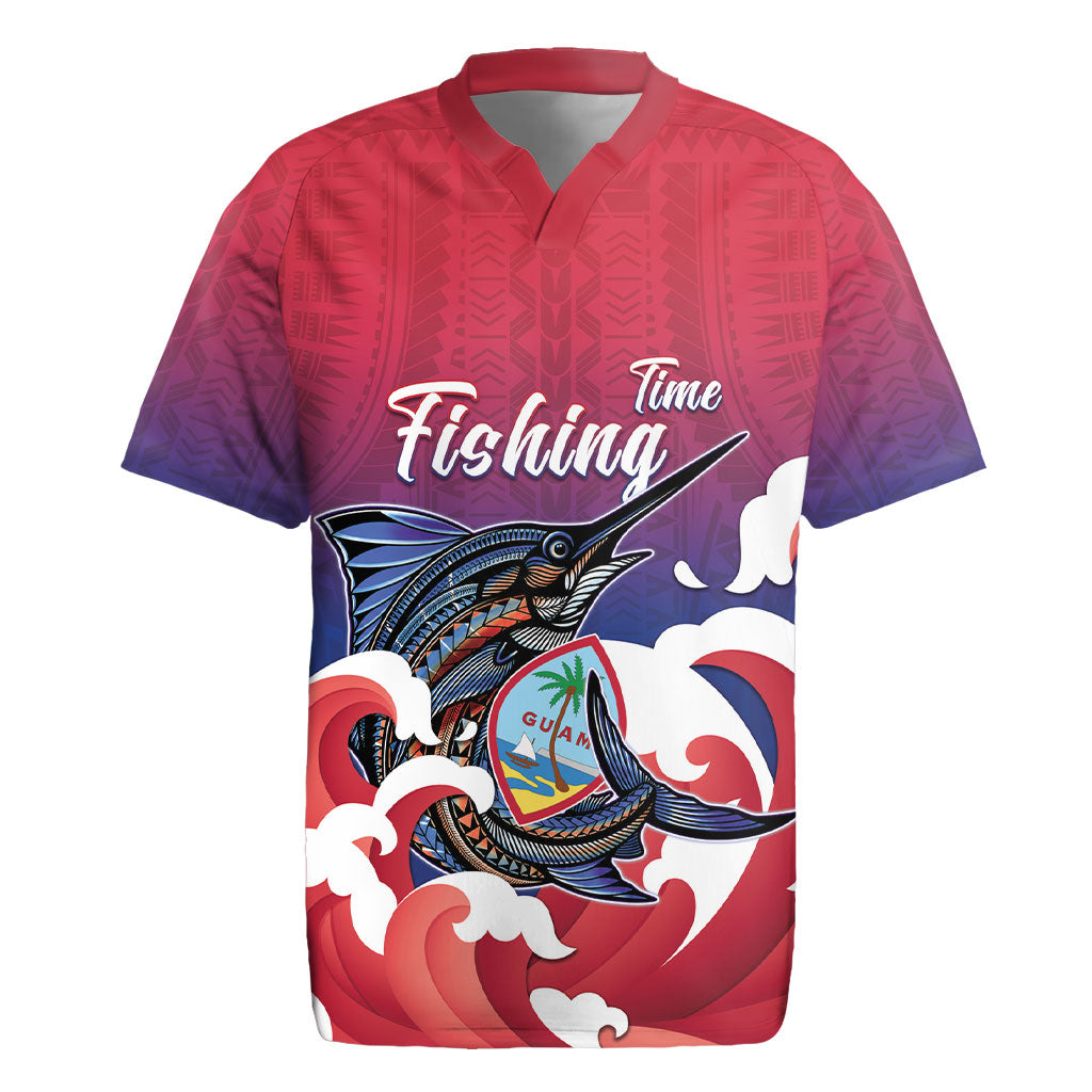 Guam Blue Marlin Fishing Rugby Jersey Polynesian Style LT05 Red - Polynesian Pride