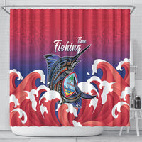 Guam Blue Marlin Fishing Shower Curtain Polynesian Style LT05 - Polynesian Pride