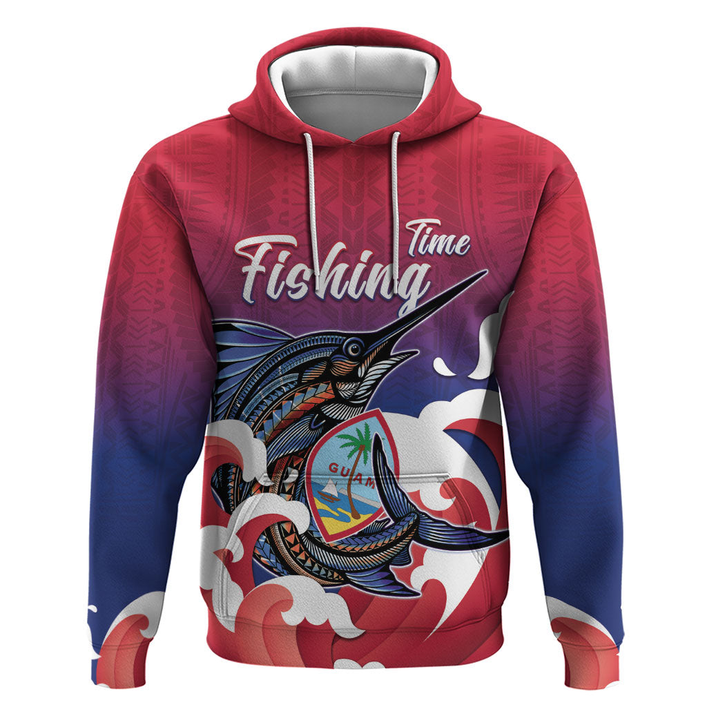Guam Blue Marlin Fishing Zip Hoodie Polynesian Style LT05 Pullover Hoodie Red - Polynesian Pride