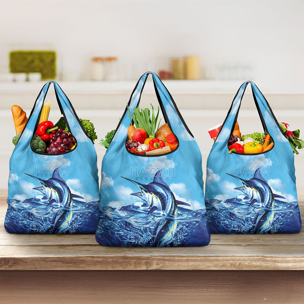 Hawaii Blue Marlin Fishing Grocery Bag LT05 3-pack One Size Blue - Polynesian Pride
