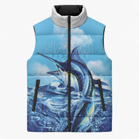 Hawaii Blue Marlin Fishing Sleeveless Puffer Jacket LT05 Unisex Blue - Polynesian Pride