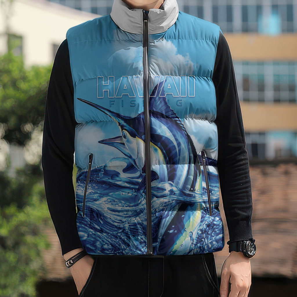 Hawaii Blue Marlin Fishing Sleeveless Puffer Jacket LT05 - Polynesian Pride