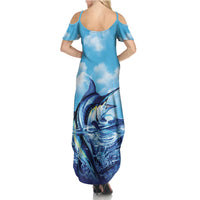 Hawaii Blue Marlin Fishing Summer Maxi Dress LT05 - Polynesian Pride