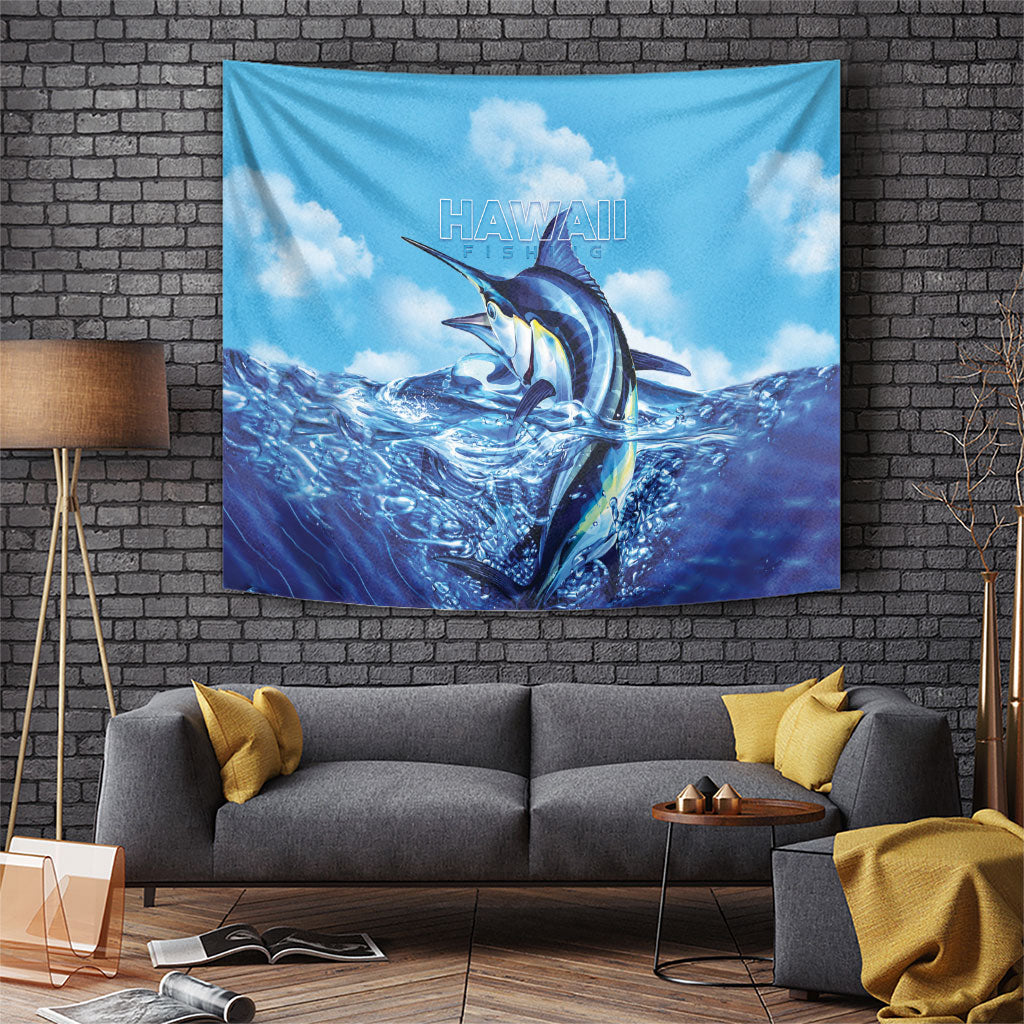 Hawaii Blue Marlin Fishing Tapestry LT05 Blue - Polynesian Pride