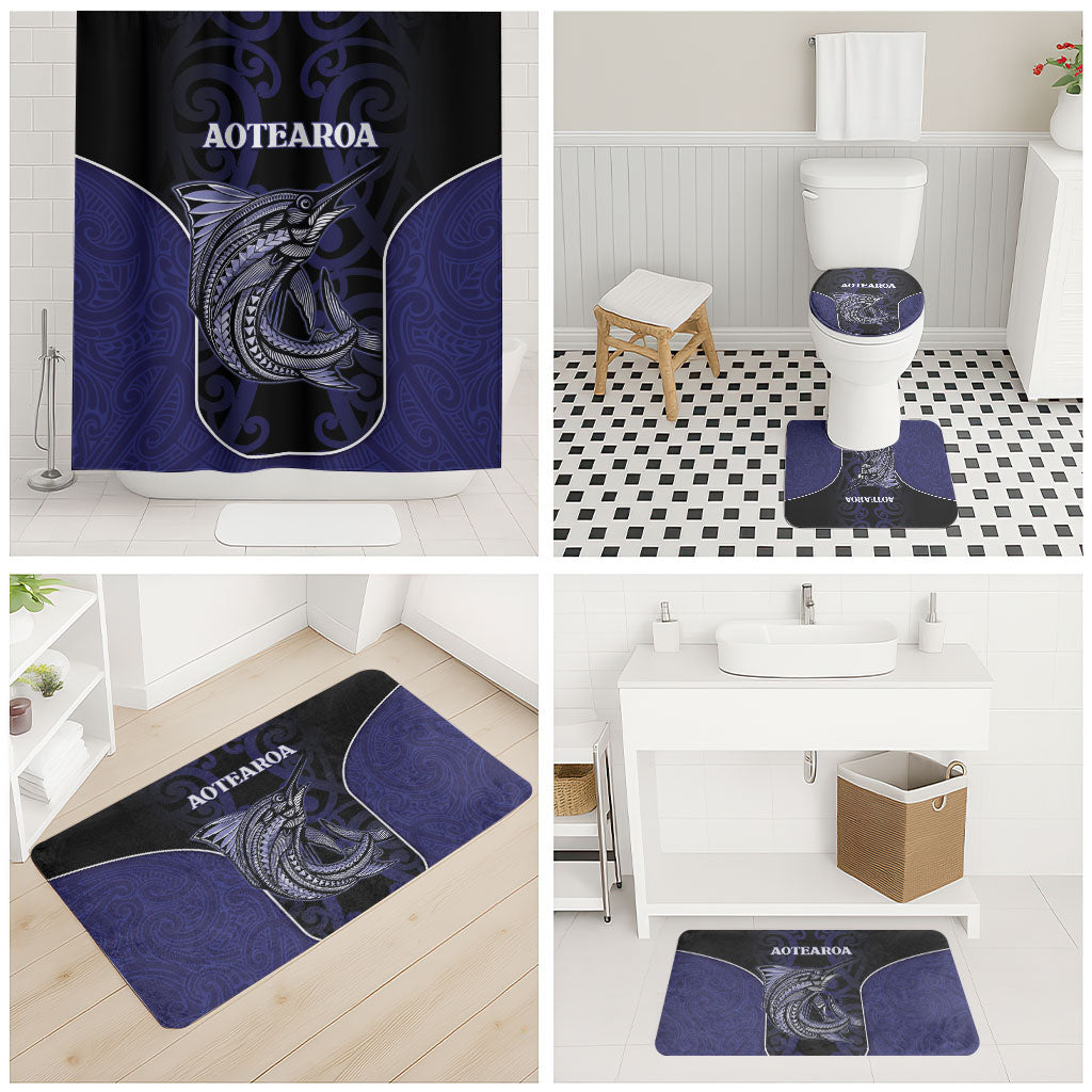 New Zealand Aotearoa Bathroom Set Blue Marlin Fishing Maori Pattern LT05 - Polynesian Pride