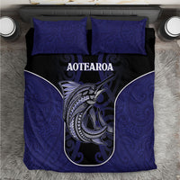 New Zealand Aotearoa Bedding Set Blue Marlin Fishing Maori Pattern LT05 Black - Polynesian Pride