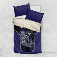 New Zealand Aotearoa Bedding Set Blue Marlin Fishing Maori Pattern LT05 US Twin 172cm x 218cm Black - Polynesian Pride
