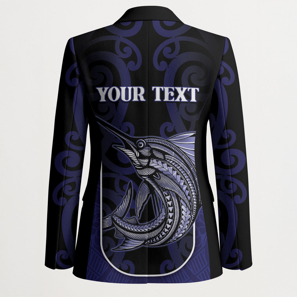 Personalised New Zealand Aotearoa Blazer Blue Marlin Fishing Maori Pattern LT05 - Polynesian Pride