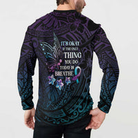 Polynesia Suicide Prevention Awareness Button Sweatshirt Keep Going The World Needs You LT05 - Polynesian Pride