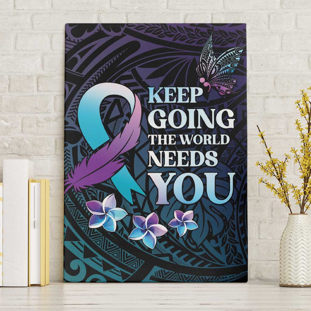 Polynesia Suicide Prevention Awareness Canvas Wall Art Keep Going The World Needs You LT05 Without Frame Purple - Polynesian Pride