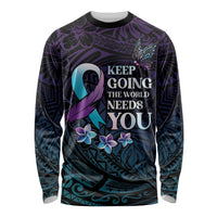 Polynesia Suicide Prevention Awareness Long Sleeve Shirt Keep Going The World Needs You LT05 Unisex Purple - Polynesian Pride