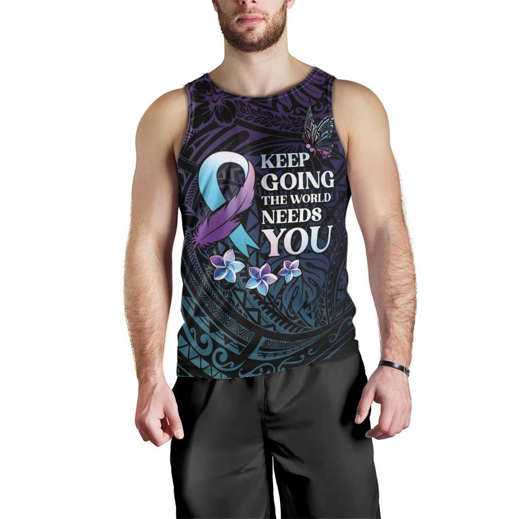 Polynesia Suicide Prevention Awareness Men Tank Top Keep Going The World Needs You LT05 - Polynesian Pride