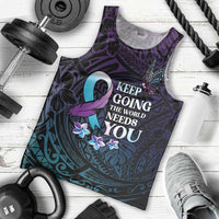 Polynesia Suicide Prevention Awareness Men Tank Top Keep Going The World Needs You LT05 - Polynesian Pride