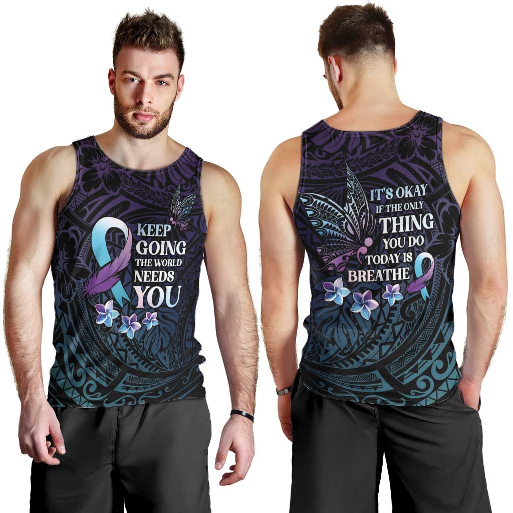 Polynesia Suicide Prevention Awareness Men Tank Top Keep Going The World Needs You LT05 - Polynesian Pride