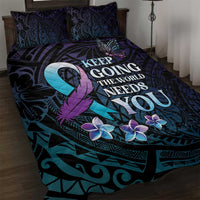 Polynesia Suicide Prevention Awareness Quilt Bed Set Keep Going The World Needs You LT05 Purple - Polynesian Pride