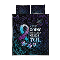 Polynesia Suicide Prevention Awareness Quilt Bed Set Keep Going The World Needs You LT05 - Polynesian Pride